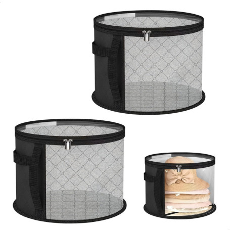 Boîte à Chapeaux Ronde avec Couvercle - 2 Pièces pour Voyage et Événements