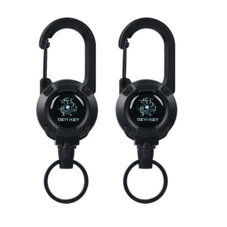 Lot de 2 porte-clés rétractables en acier avec mousqueton - Design compact et anti-perte