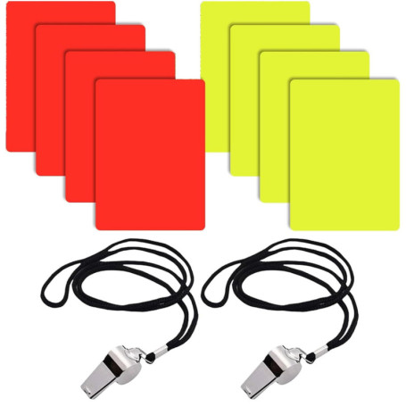 Kit d'Arbitre de Football avec Cartons et Sifflets en Acier Inoxydable