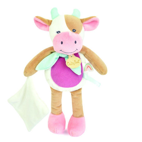 Pantin Doudou Pistache la Vache - Peluche Éveil Bébé 25 cm