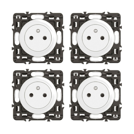 Prise Électrique Murale Céliane Legrand - Lot de 4 - Blanc avec Socle Rétractable