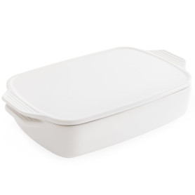 Plat Rectangulaire en Céramique Chef Pomodoro avec Couvercle - Idéal pour Gratin et Lasagnes