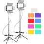 Kit de 2 Lampes LED Vidéo EMART avec Filtres de Couleur et Barndoor