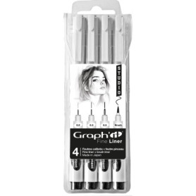 Set de 3 Feutres Fine Liner GRAPH'IT avec Pointe Pinceau - Encre Pigmentée Noire