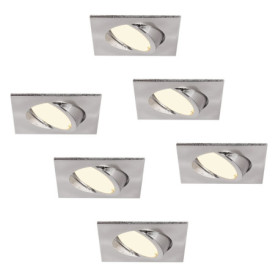 Lot de 6 Spots LED Encastrables Carrés en Acier Inoxydable - Lumière Blanc Chaud 3000K