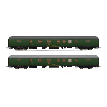 Coffret Electrotren HE4013 Renfe - 2 Wagons Postaux Dgdc-3000 en Vert Olive