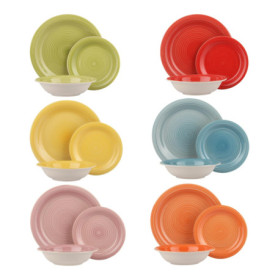 Ensemble d'Assiettes Modernes KASANOVA pour 6 Personnes - 18 Pièces en Céramique