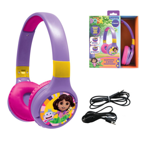 Casque Audio 2-en-1 Dora l'Exploratrice - Bluetooth & Filaire, Pliable et Ajustable