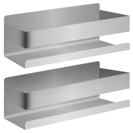 Étagère de Douche Noire sans Perçage - 2 pièces avec Adhésif 3M