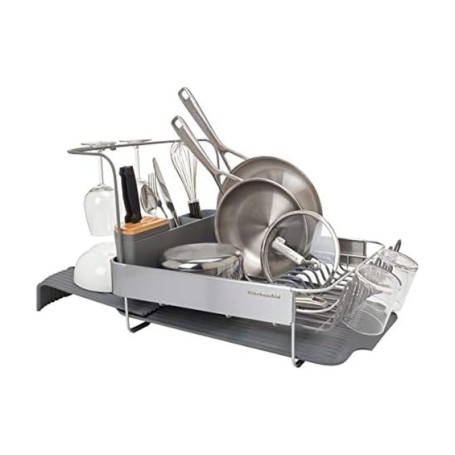 Égouttoir à Vaisselle Extensible KitchenAid - Gris Anthracite, 45 cm