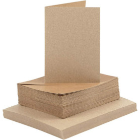 Lot de 50 Cartes Postales et Enveloppes Naturelles - 10,5 x 15 cm