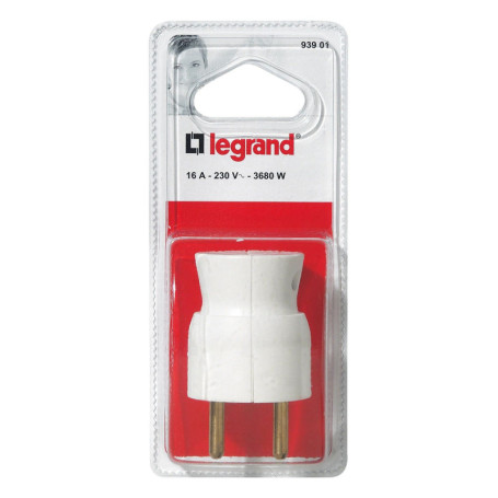 Fiche mâle avec terre Legrand - Blanc - 16A - Installation facile
