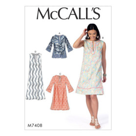 Patron de Couture McCall's 7408 - Tunique et Robes Multicolores pour Adultes