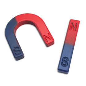 Lot de 2 Aimants Éducatifs - Fer à Cheval et Linéaire en Rouge et Bleu