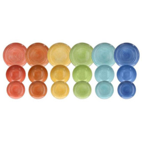 Service de Vaisselle Multicolore Kaleido pour 6 Personnes - 18 Pièces en Porcelaine