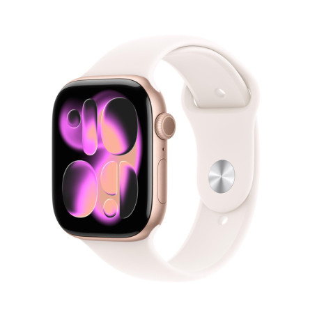 Apple Watch Series 11 GPS + Cellular 46 mm - Montre Connectée Or Rose avec Bracelet Sport Rose Tendre
