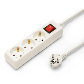 Multiprise Schuko 3 Prises 16A avec Interrupteur - Câble 1m Blanc