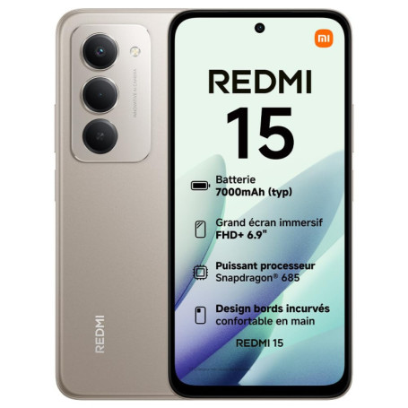 XIAOMI Redmi 15 - Smartphone 8 Go RAM, 256 Go Stockage, Écran FHD+ 144 Hz