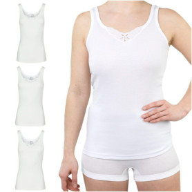 Lot de 3 Débardeurs Femme en Coton avec Dentelle - SES