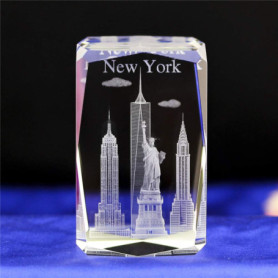 Figurine en cristal 3D Statue de la Liberté et Empire State Building