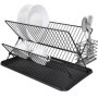 Égouttoir à Vaisselle Pliable Retoo à 2 Niveaux - Séchoir Noir Compact