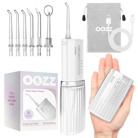 Irrigateur buccal de voyage OOZZ avec USB-C et 5 modes de nettoyage