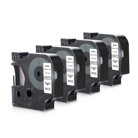 Rouleaux de Ruban d'Étiquetage P PUTY Compatible Dymo 12mm x 7m - Blanc sur Noir