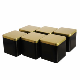 Boîtes à Thé Élégantes Dosenritter en Métal Noir et Or - Lot de 6