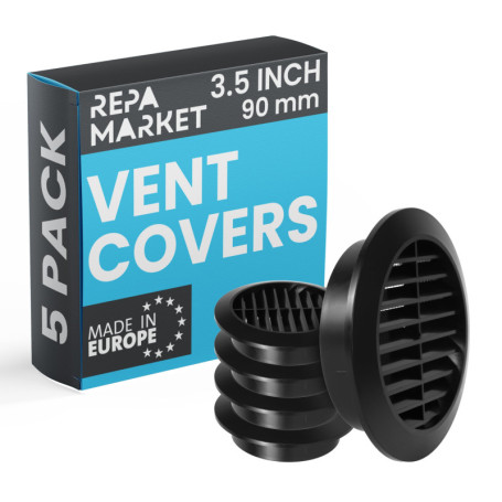 Lot de 5 Grilles d'Aération Noires 90 mm avec Moustiquaire - Repa Market