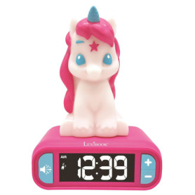 Réveil Licorne Lumineuse Rose pour Enfant avec Snooze