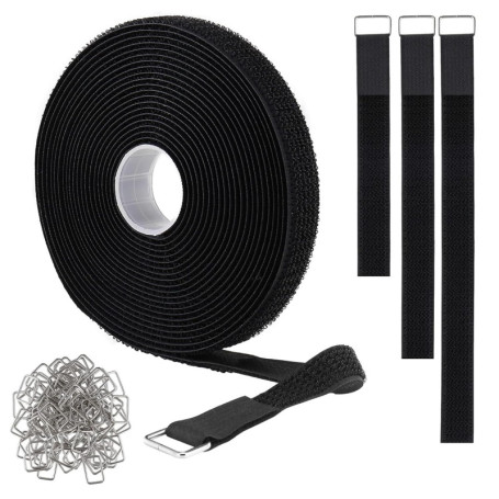 Ruban Adhésif Double Face MOERAE 2 cm x 10 m avec 50 Clips Métalliques