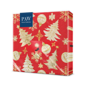 Serviettes en Papier de Noël - Lot de 20 avec Motif Arbre Doré