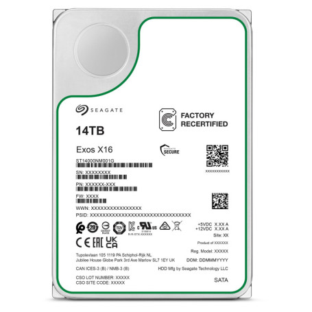 Disque Dur Seagate Exos X16 14 To - SATA 6Gb/s 7200 RPM