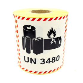 Lot de 500 Étiquettes Autocollantes Carrées pour Batteries Lithium 100x100mm