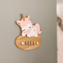 Plaque Décorative Licorne en Bois Personnalisée pour Chambre de Bébé