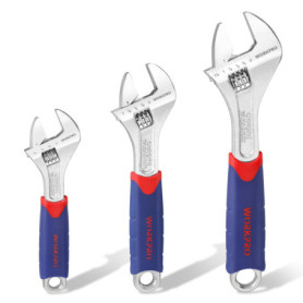 WORKPRO Jeu de Clés à Molette Ajustables 3 Pièces en Acier Chrome-vanadium