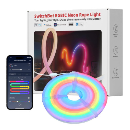 Ruban LED Néon SwitchBot RGBIC 5M - Éclairage Flexible et Dimmable