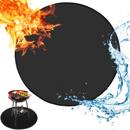 Tapis Anti Feu Rond 100cm QWORK - Protection Ignifuge pour Barbecue
