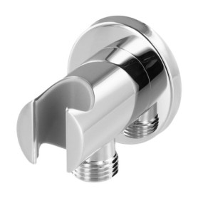 Raccord de Tuyau Chromé avec Support Universel QWORK - Installation Facile