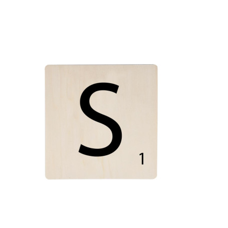 Lettre en Bois Décorative 'S' - 15 x 15 cm - Style Naturel