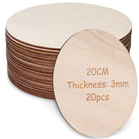 Lot de 20 rondelles en bois naturel pour bricolage et décoration