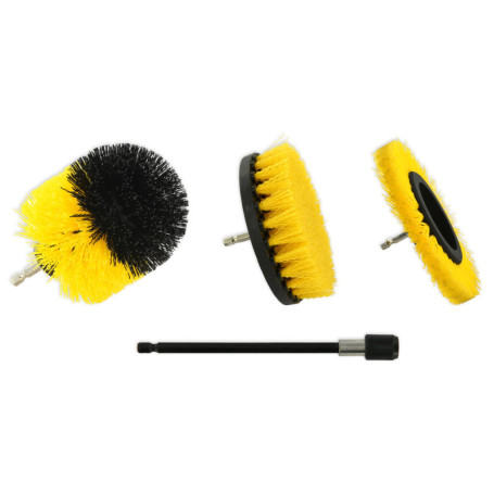 Lot de Brosses Polypropylène Plates et Rondes avec Porte Outil - Nettoyage Efficace pour Perceuse
