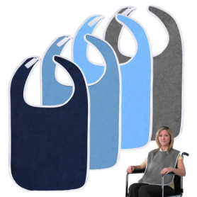 Lot de 4 Bavoirs Adultes Lavables NEUSID - Protection Imperméable et Réglable