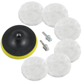Kit de Polissage en Laine d'Agneau HUAREW - 6 Tampons Auto-Agrippants 125mm