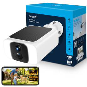 GNCC 4MP Camera Surveillance WiFi Exterieure sans Fil Solaire, 5G/2.4GHz WiFi Camera Exterieur avec Panneau Solaire, Vision Noct