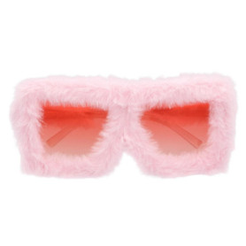 Lunettes de Fête Roses avec Peluche pour Adultes - Accessoire Amusant