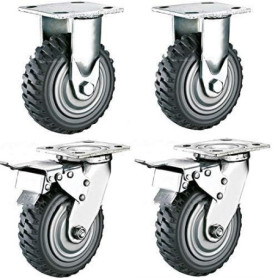 Lot de 4 roulettes pivotantes 200 mm pour charges lourdes avec frein - uyoyous