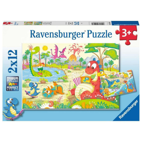 Ravensburger Puzzle Enfant - Mes Dinos Préférés 2x12 pièces - Dès 3 Ans