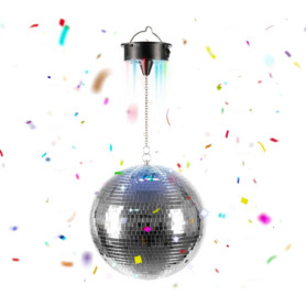 Boule Disco Rotative LED Relaxdays - Effets Lumineux Argentés Ø 20 cm