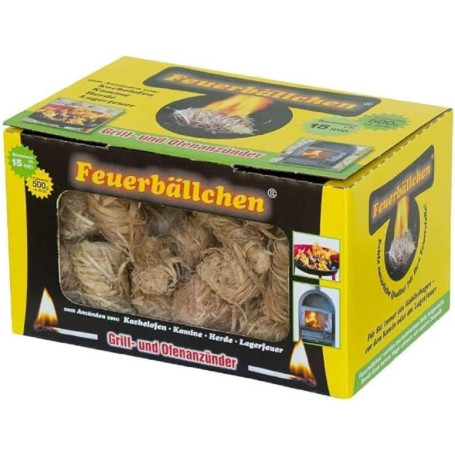 Allume-feu naturel Feuerbällchen - 0,5 kg pour cheminée et barbecue